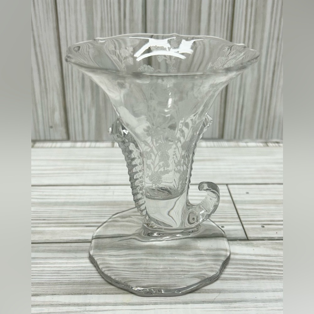 Duncan & Miller Cornucopia Footed Candlestick First Love Crystal 4.5”